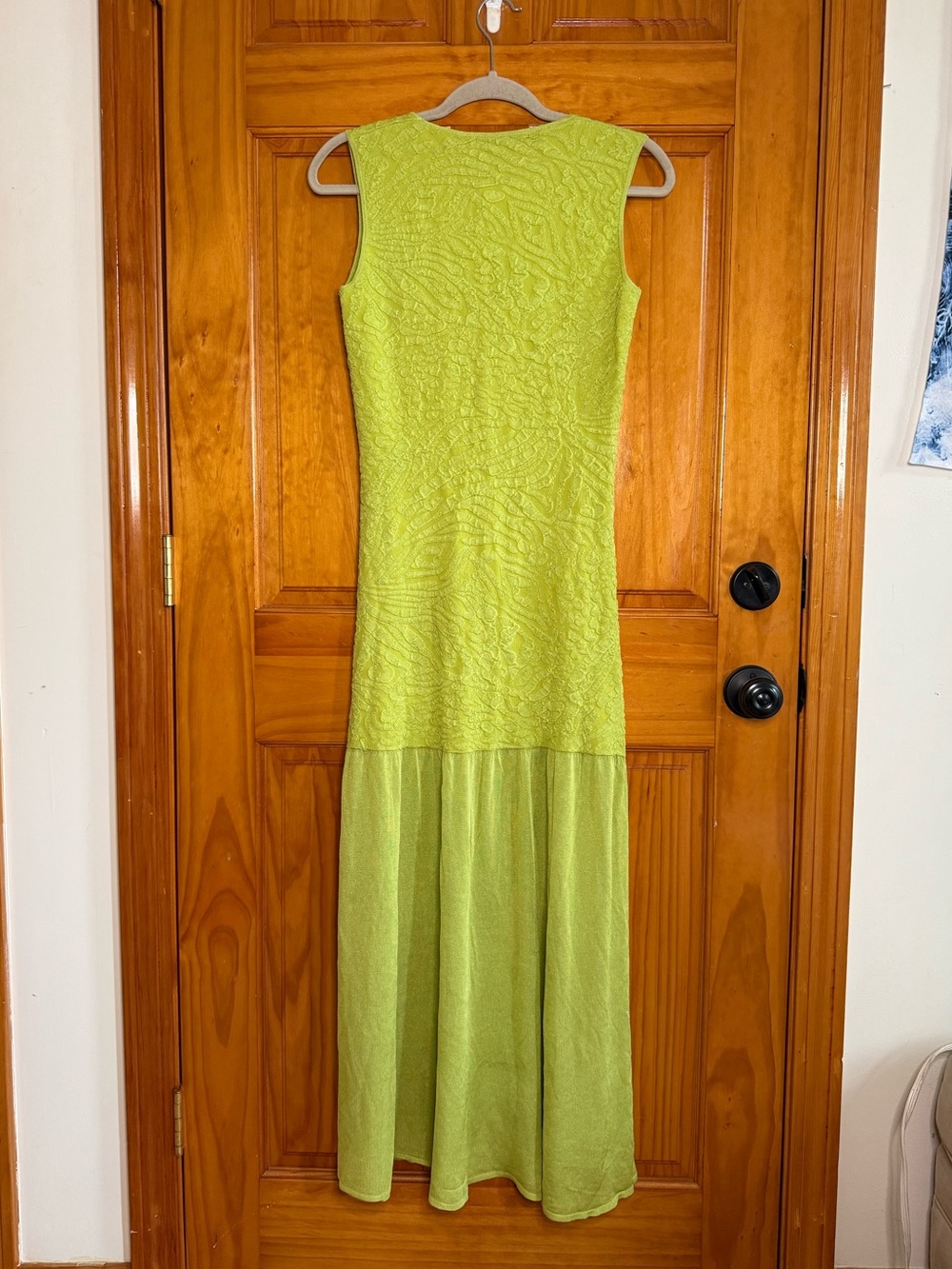 Zara Knit Dress Lime Green Chartreuse Viral Mixed Media Mermaid Hem NEW Large - Picture 4 of 8